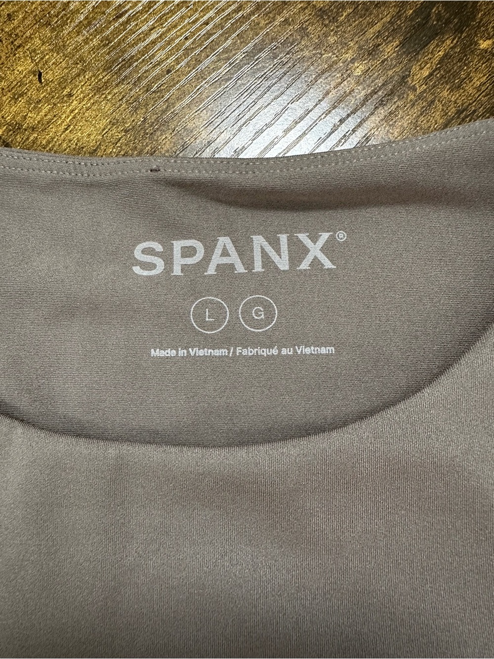 Spanx Smoothing Jersey High Neck Racerback Tank, Smoke Taupe, Large - Picture 9 of 14